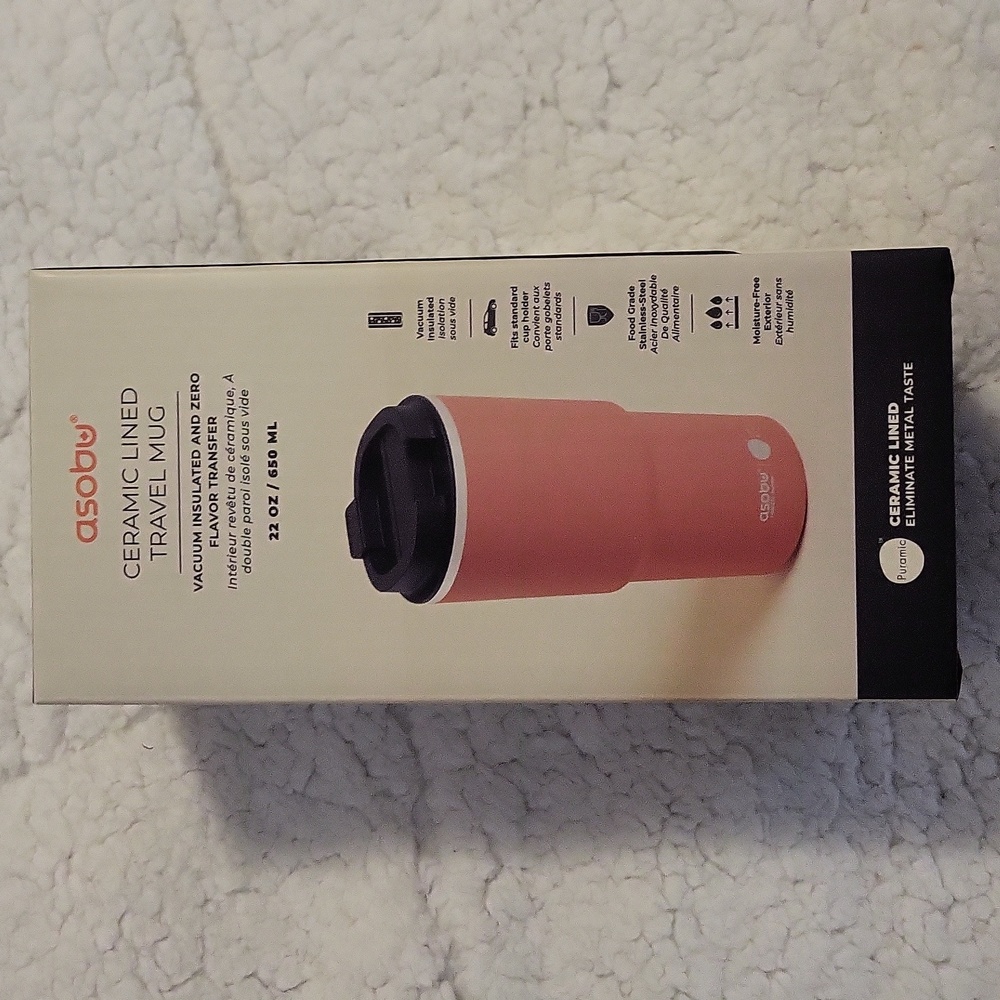 New- Asobu Puramic Ceramic Lined Travel Mug 22oz.